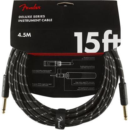 Fender Deluxe Series Instrument Cable 15' Black Tweed