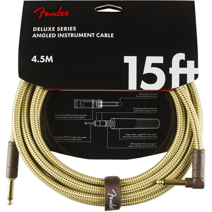 Fender Deluxe Series Instrument Cable 15' Angled Tweed