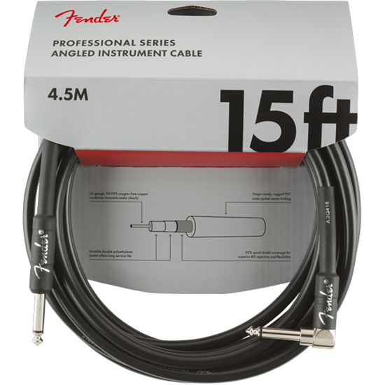 Fender Professional Series Instrument Cable 15' Angled Black