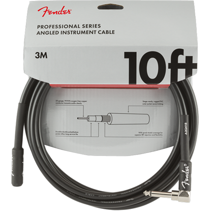 Fender Professional Series Instrument Cable 10' Angled Black