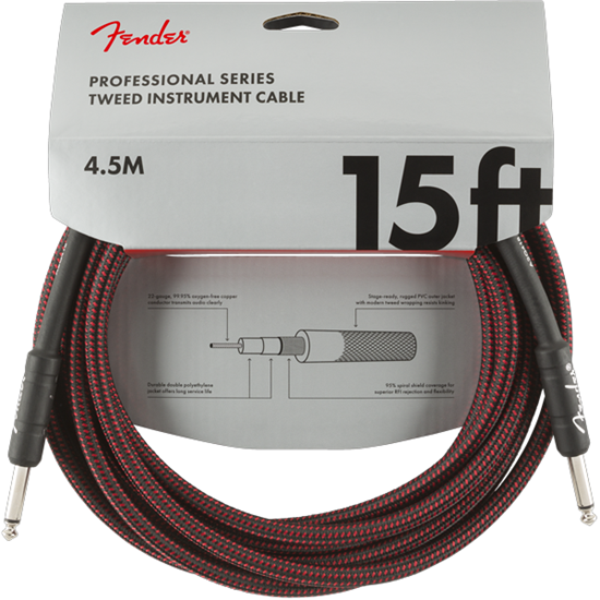 Fender Professional Series Instrument Cable 15' Red Tweed
