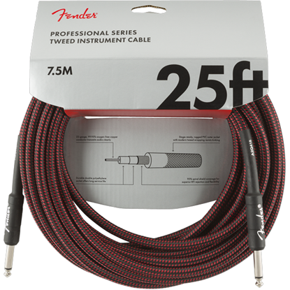 Fender Professional Series Instrument Cable 25' Red Tweed