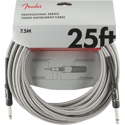 Fender Professional Series Instrument Cable 25' White Tweed