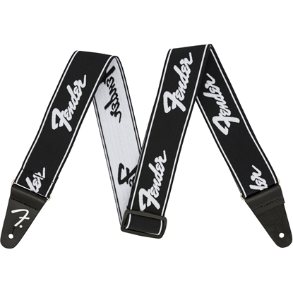 Bild på Fender® WeighLess™ Running Logo Strap  Black and White