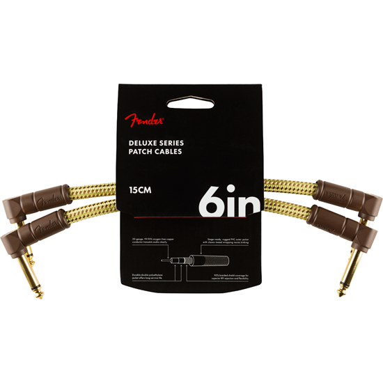 Bild på Fender Deluxe Series Instrument Cables (2-Pack)  Angle/Angle  6"  Tweed