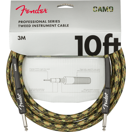 Fender Professional Series Instrument Cable 10' Woodland Camo
