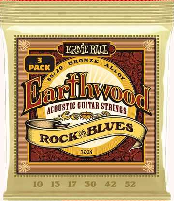 Bild på Ernie Ball 3008 Earthwood 80/20 Bronze Alloy Rock & Blues 3-pack