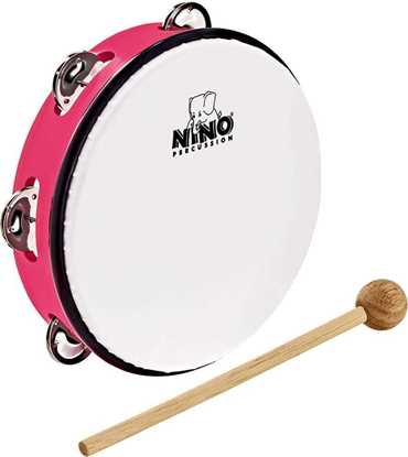 Bild på Nino Percussion NINO51SP Tamburin m. skinn ABS 8'' Strawberry Pink