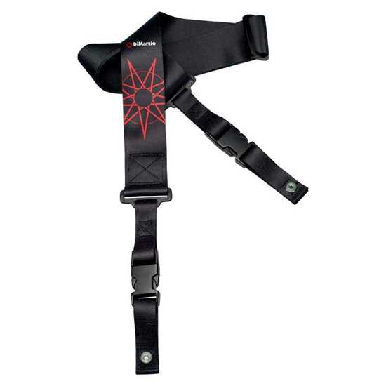 Bild på DiMarzio DD2248 2" ClipLock Strap Nylon Jim Root - Black with Red 9-point Star