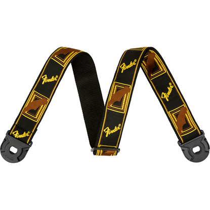Bild på Fender Quick Grip Locking End Strap, Black/Yellow & Brown Monogram, 2"