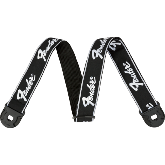 Bild på Fender Quick Grip Locking End Strap, Black with White Running Logo, 2"