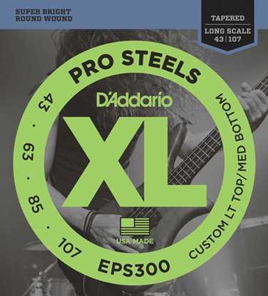 Bild på D'Addario EPS300 Pro Steels 43-107 Light Top/Medium Bottom (4-str.Balanced)