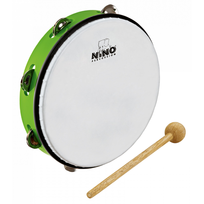 Bild på Nino Percussion NINO24GG Tamburin med skinn ABS 10'', Grass Green