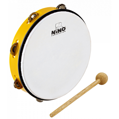 Bild på Nino Percussion NINO24Y Tamburin med skinn ABS 10'', Yellow