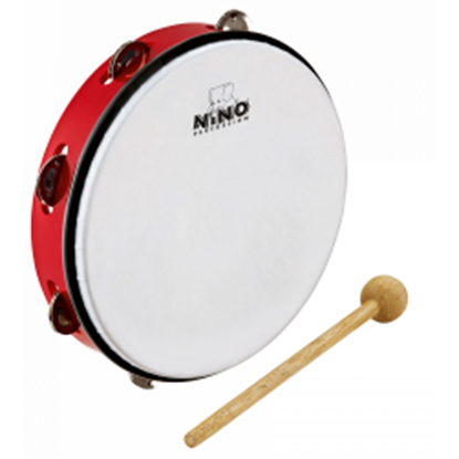 Bild på Nino Percussion NINO24R Tamburin med skinn ABS 10'', Red