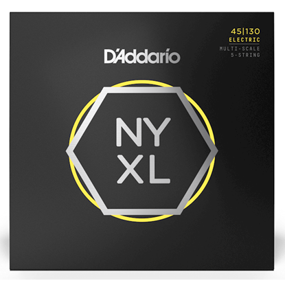 Bild på D'Addario NYXL45130MS Regular Light Multiscale 5-String Fanned Fret Bass Strings 45-130