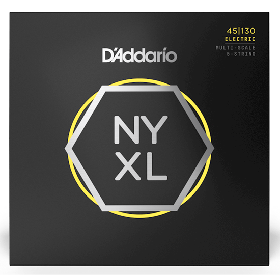 Bild på D'Addario NYXL45130MS Regular Light Multiscale 5-String Fanned Fret Bass Strings 45-130