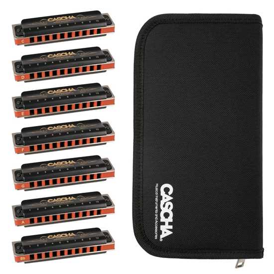 Bild på Cascha Professional Blues Series set med 7 munspel