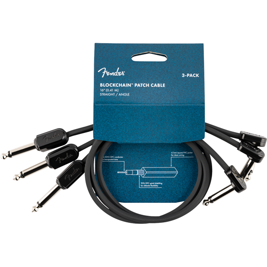 Bild på Fender Blockchain 16" Patch Cable 3-pack Straight/Angled