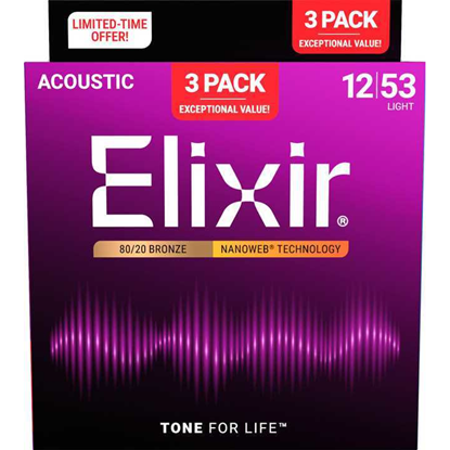 Bild på Elixir Nanoweb® Bronze Light 012-053 3-pack 16565