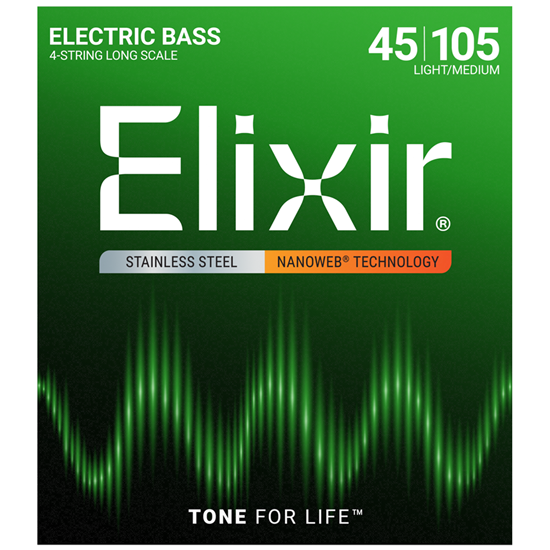 Bild på Elixir Nanoweb® Electric Bass Stainless Steel Light/Medium  Scale 45-105 14677