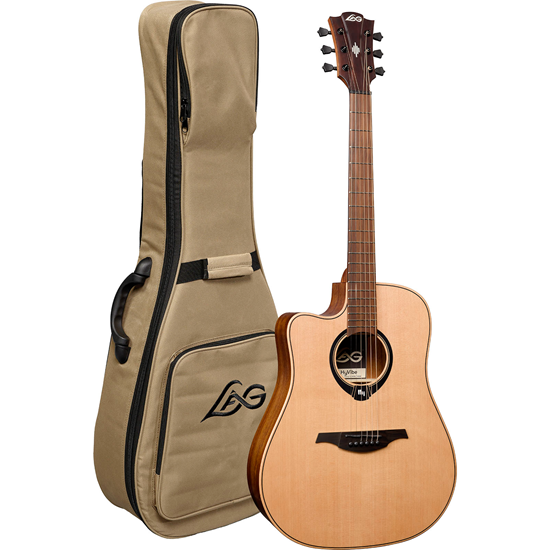 Bild på LAG HV10-L-DCE HyVibe 10 Lefty Dreadnought Cutaway Satin