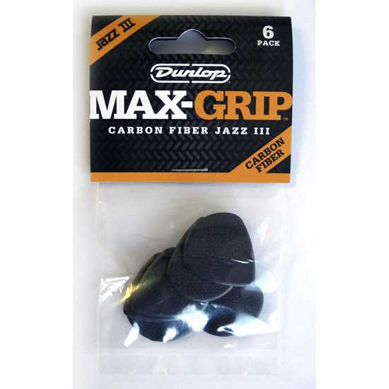Bild på Dunlop Max-Grip JAZZ III Carbon Fiber Pick 6-pack